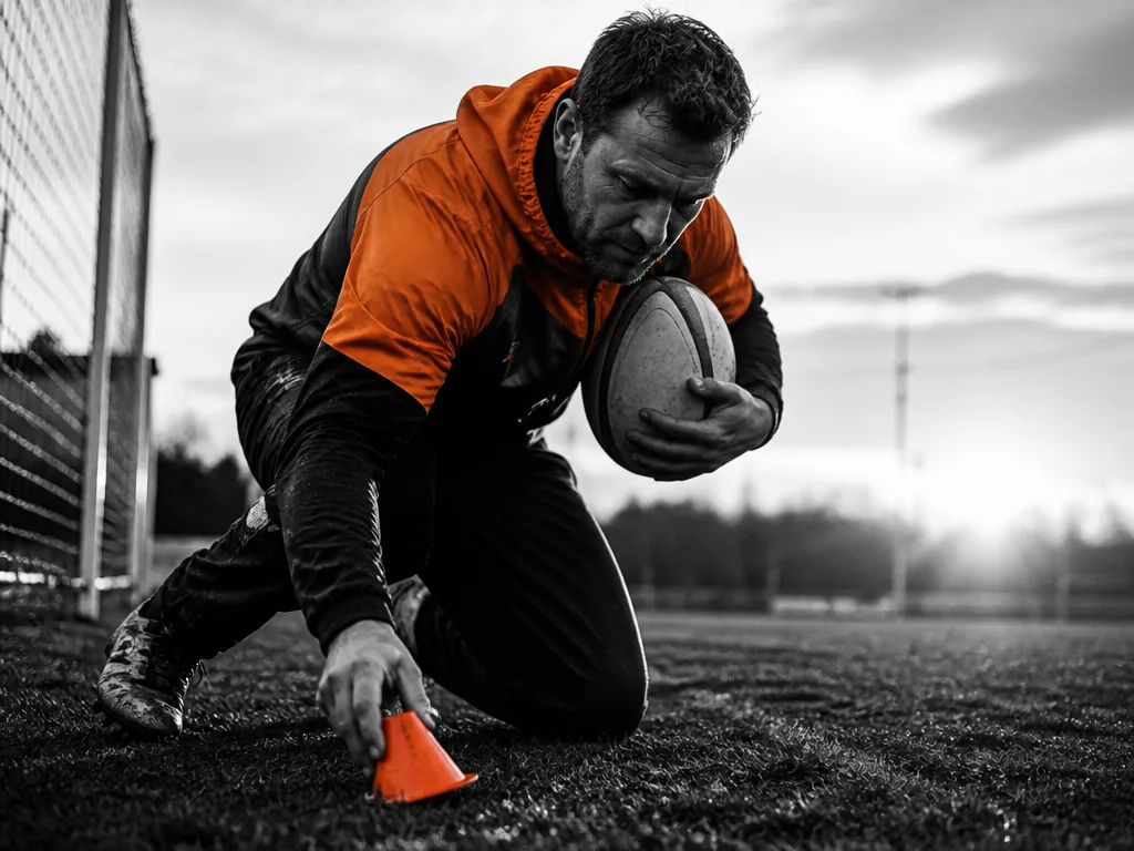 Joueurs de l’USJC rugby sur le terrain des Champs à Jarrie